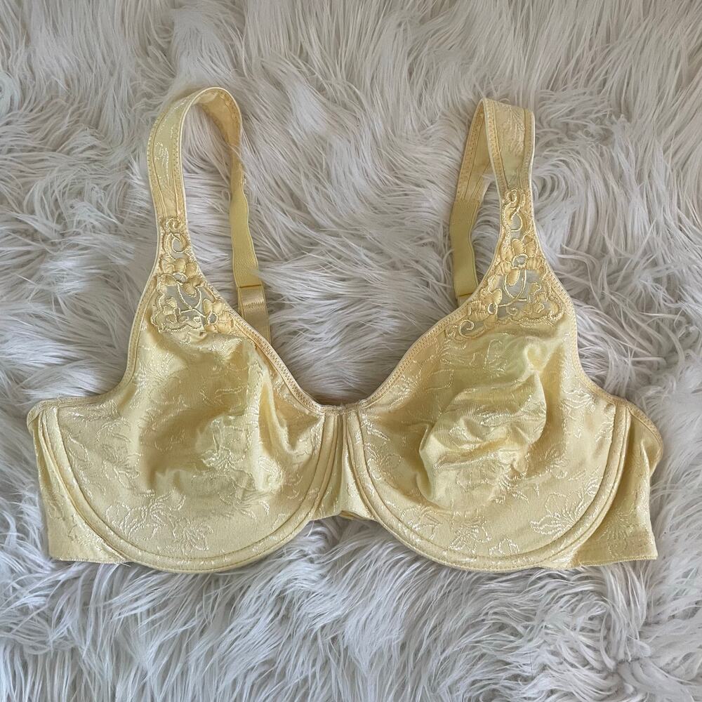 Vintage Playtex Secrets Cotton Blend Embroidered Underwire Yellow Bra 40C 40 C